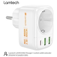 LAMTECH MULTIFUNCTIONAL SURGE PROTECTOR WALL SOCKET 1xSCHUKO 2xUSB 1xTYPE-C PD20W  Φορτιστές