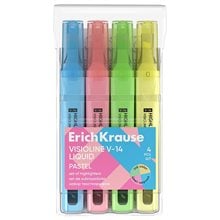 Μαρκαδόρος Υπογράμμισης ErichKrause Liquid Visioline V-14 Pastel ink color set 4τμχ 58360  Μαρκαδόροι