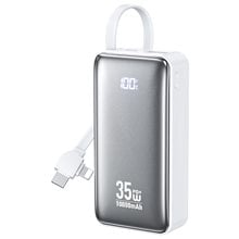 Power Bank 10000mAh PD 35W WK WP-61 2 Θέσεων, με καλώδιο USB-C/Lightning Λευκό  Powerbanks