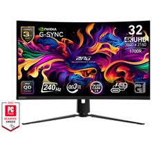 MSI MONITOR GAMING MPG 321CURX QD-OLED, CURVED QD-OLED UHD 4K, 32", 16:9, 250CD/M2, 1.500.000:1, 0,03MS, 240Hz, 3840x2160, 2x HDMI/ DP/ TYPE-C/ HP OUT, HAS, TILT, SWIVEL, BLACK, 3YW.  Οθόνες Για Εργασία