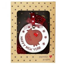 Synchronia Γούρι Κεραμικό Ρόδι Happy New Year Κόκκινο LU25008B  Γούρια