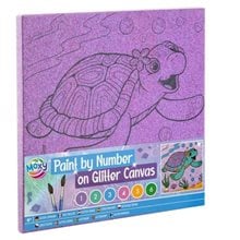 Moxy Ζωγραφική με Νούμερα Glitter Τελάρο 25x25cm με 6 Χρώματα & Πινέλα Χελώνα  Ζωγραφιές Απλές