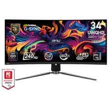 MSI MONITOR GAMING MPG 341CQPX QD-OLED, CURVED QD-OLED UWQHD, 34", 21:9, 250CD/M2, 1.500.000:1, 0,03MS, 240Hz, 3440x1440, 2x HDMI/ DP/ TYPE-C/ HP OUT, HAS, TILT, SWIVEL, BLACK, 3YW.  Οθόνες Για Εργασία