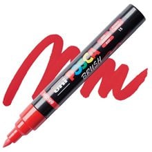 Mαρκαδόρος Uni Posca PC-5BR Brush 1-4mm Red  Μαρκαδόροι