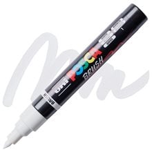 Mαρκαδόρος Uni Posca PC-5BR Brush 1-4mm White  Μαρκαδόροι