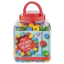 Moxy Κουβαδάκι 400gr Ξύλινες Χρωματιστές Χάντρες+ 4 Κορδόνια  Υλικά Κατασκευών & DIY