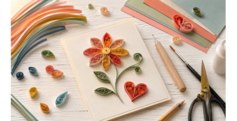 Quilling για αρχάριους: χάρτινες λωρίδες & εύκολη κάρτα