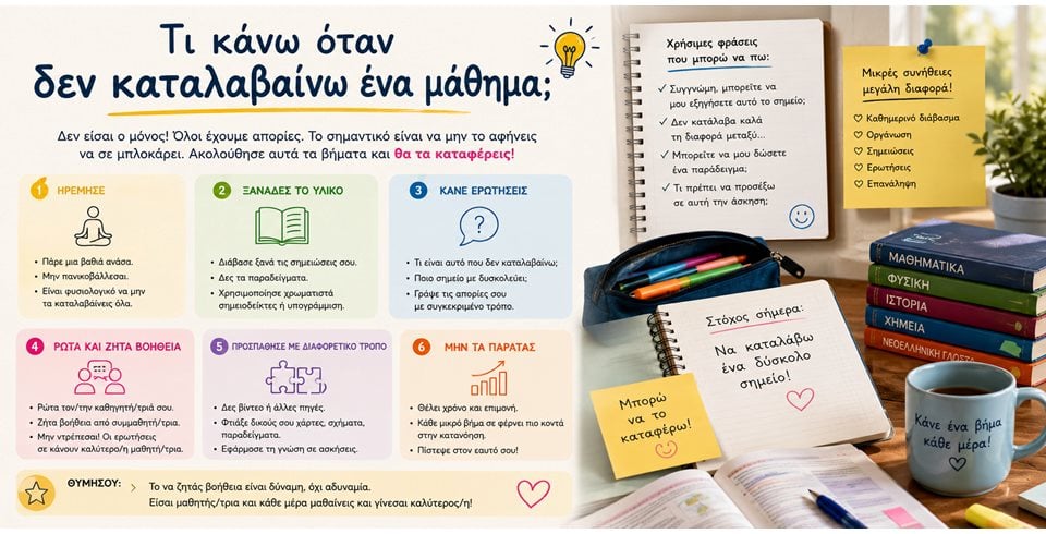 Τι κάνω όταν δεν καταλαβαίνω ένα μάθημα
