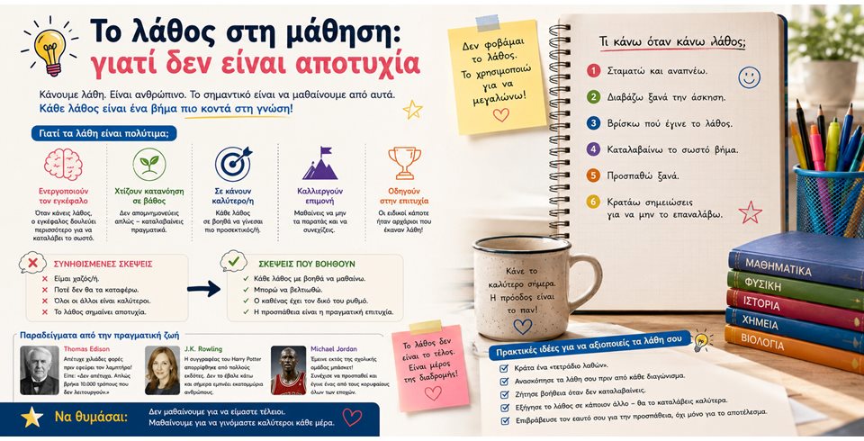 Το λάθος στη μάθηση: γιατί δεν είναι αποτυχία