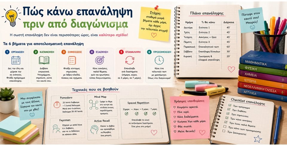 Πώς κάνω επανάληψη πριν από διαγώνισμα