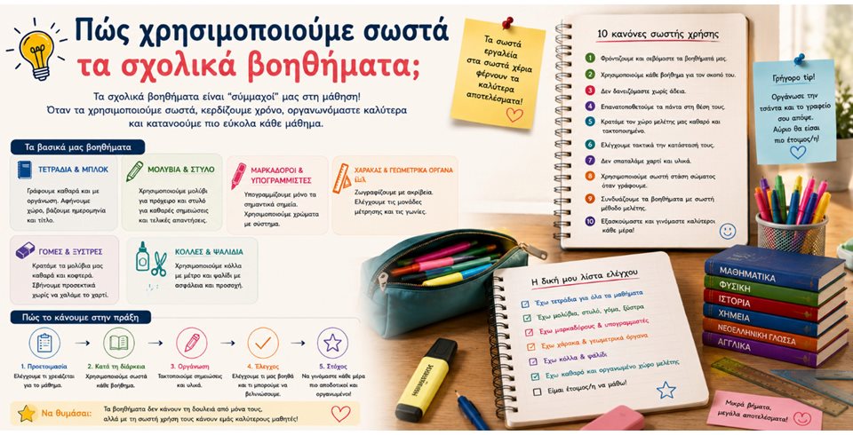 Πώς χρησιμοποιούμε σωστά τα σχολικά βοηθήματα