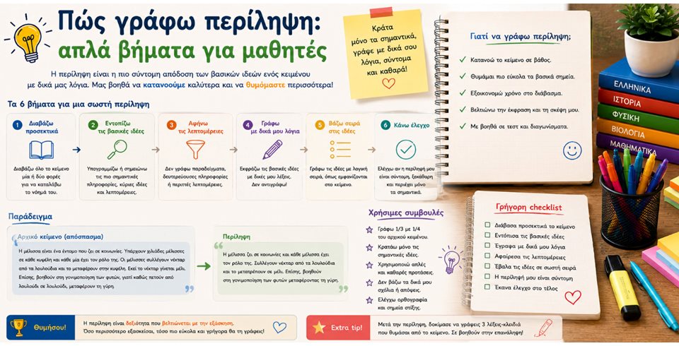 Πώς γράφω περίληψη: απλά βήματα για μαθητές