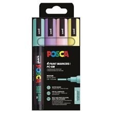 Μαρκαδόροι Uni Posca PC-5M-4P SET SOFT COLOR (AQUA GREEN-LAVENDER-LIGHT PINK -SUNSHINE YELLOW)  Μαρκαδόροι