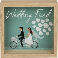 Κουμπαράς Τετράγωνος Ξύλινος Wedding 20x20cm  Κουμπαράδες