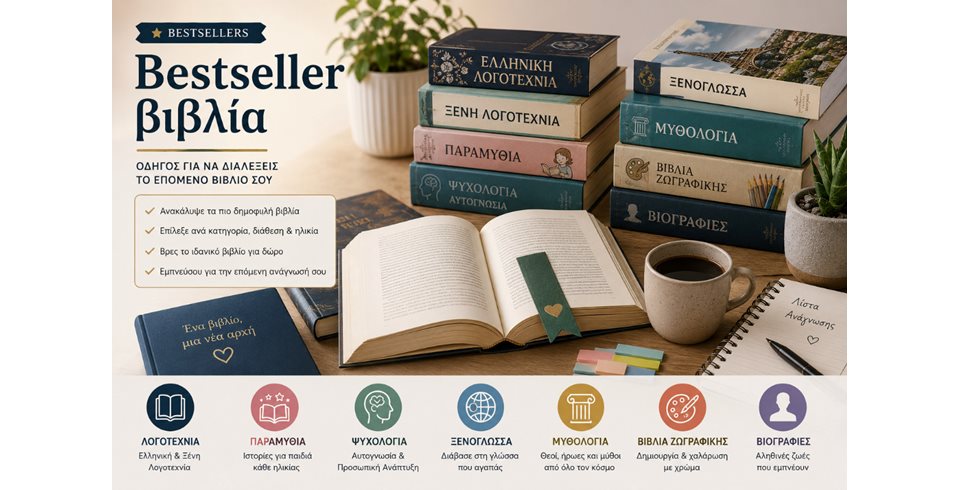 Bestseller βιβλία για κάθε αναγνώστη και κάθε στιγμή