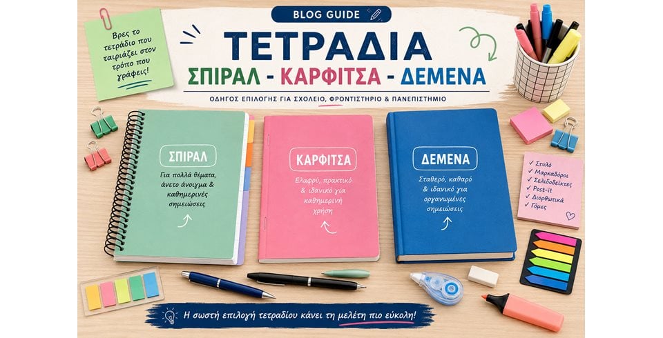 Τετράδια σπιράλ, καρφίτσα ή δεμένα; Οδηγός επιλογής