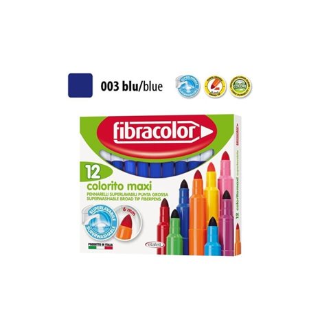 Μαρκαδόρος Fibracolor Colorito maxi 12τεμ.6mm Μπλέ