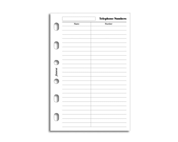 Ανταλλακτικό Filofax Telephone Numbers  210207