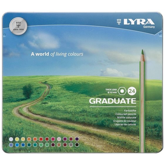Ξυλομπογιές Lyra Graduate 3.8mm Μεταλλική Κασετίνα 24τμχ.