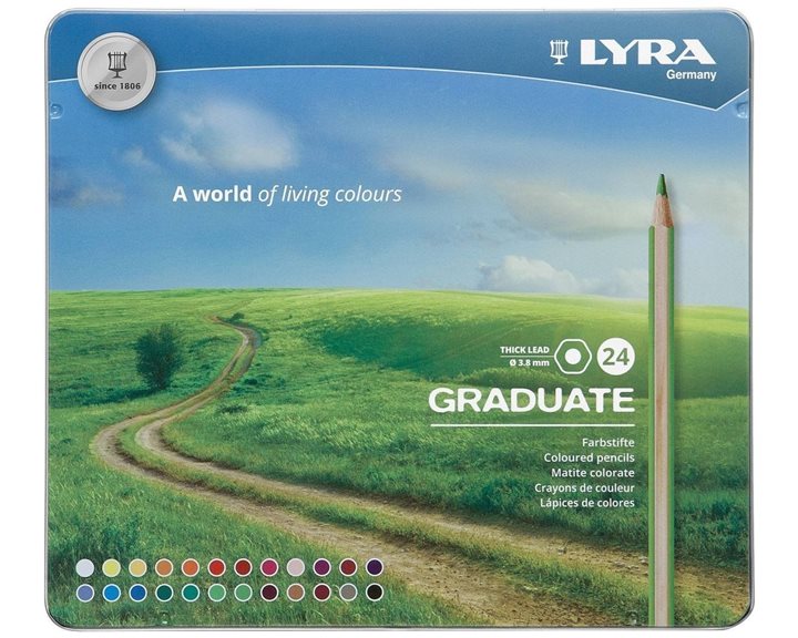 Ξυλομπογιές Lyra Graduate 3.8mm Μεταλλική Κασετίνα 24τμχ.
