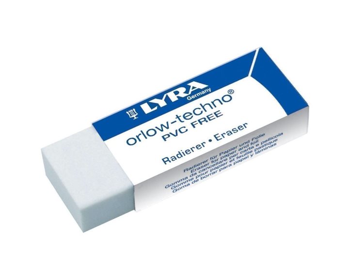 Γόμα Lyra Orlow - Techno Λευκή  σε Πλαστική Θήκη 62x22x12mm 007417202