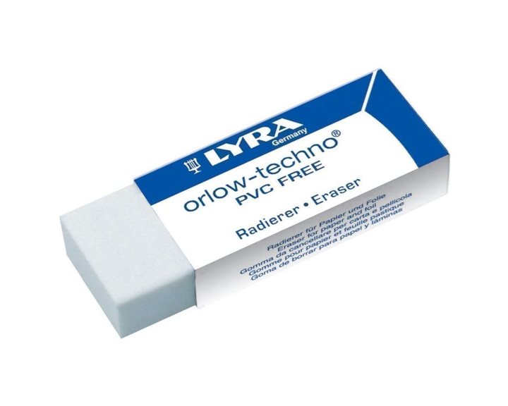 Γόμα Lyra Orlow - Techno Λευκή Σε Πλαστική Θήκη 62x22x12mm 007417202