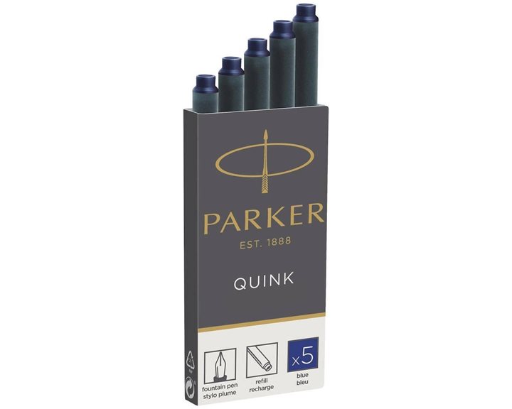 Parker Quink Ανταλλακτικό Μελάνι 5τεμ Cartridges Blue