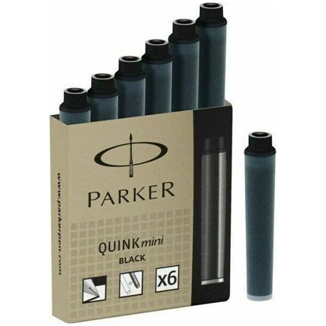 Parker Quink Ανταλλακτικό Μελάνι 6τεμ Mini Cartridges Black