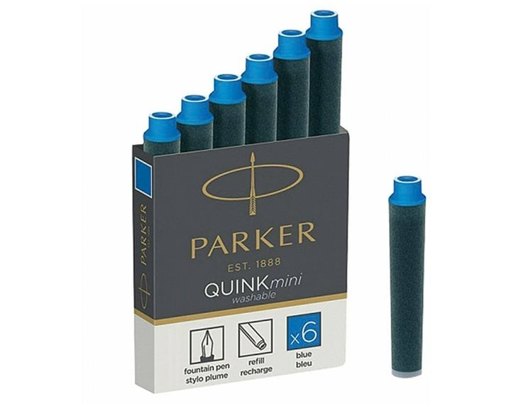 Parker Quink Ανταλλακτικό Μελάνι 6τεμ Mini Cartridges W.Blue