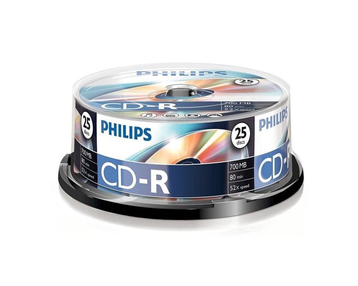 CD-R PHILIPS 80min700MB 52x ΚΟΡΙΝΑ 25τεμ.