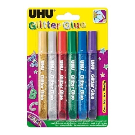 Κόλλα Uhu Glitter Glue 6x10ml Έντονα Χρώματα