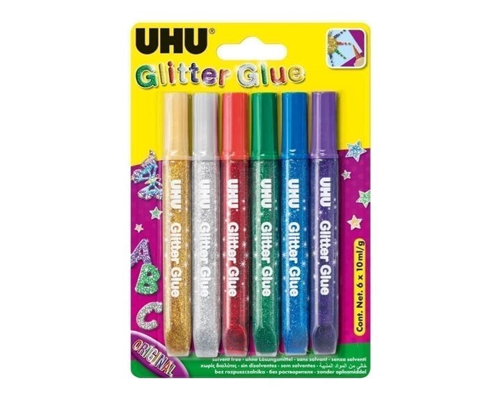 Κόλλα Uhu Glitter Glue 6x10ml Έντονα Χρώματα