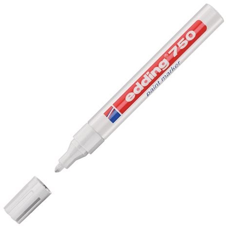 Μαρκαδόρος Edding 750 Ανεξίτηλος 2-4mm Στρογγυλή Μύτη Λευκός