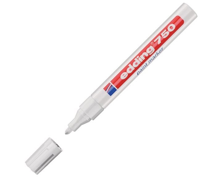 Μαρκαδόρος Edding 750 Ανεξίτηλος 2-4mm Στρογγυλή Μύτη Λευκός