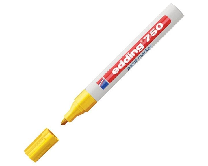 Μαρκαδόρος Edding 750 Ανεξίτηλος 2-4mm Στρογγυλή Μύτη Κίτρινος