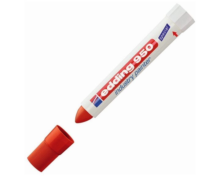 Μαρκαδόρος Edding 950 10mm Βιομηχανικής Χρήσης Στρογγυλή Μύτη Κόκκινος