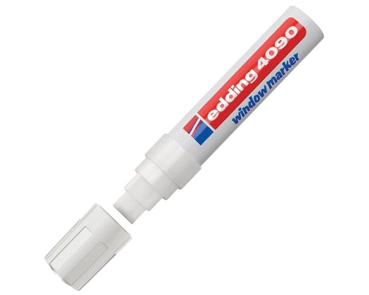 Μαρκαδόρος Edding 4090 Παραθύρων 4-15mm Τετράγωνη Μύτη 4-15mm Λευκός