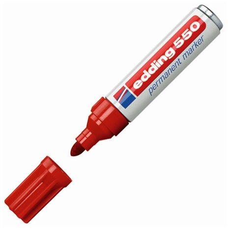 Μαρκαδόρος Ανεξίτηλος Edding 550 3-4mm Στρογγυλή Μύτη Κόκκινος