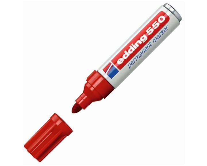 Μαρκαδόρος Edding 550 Ανεξίτηλος 3-4mm Στρογγυλή Μύτη Κόκκινος