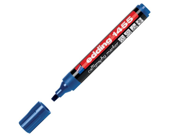 Μαρκαδόρος Edding 1455 Καλλιγραφίας 1-5mm Τετράγωνη Μύτη Μπλέ