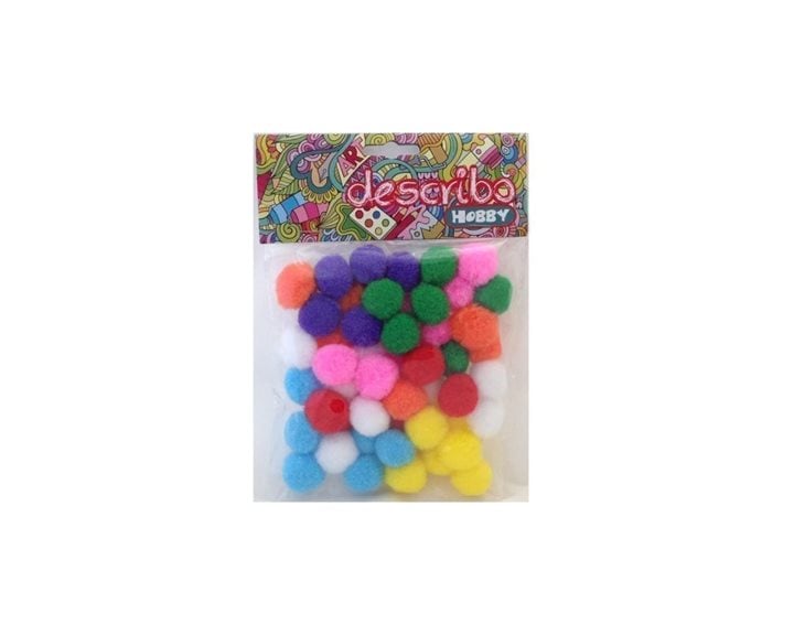 Pompons Describo 25mm Διάφορα Χρώματα Σετ 50 Τεμ.