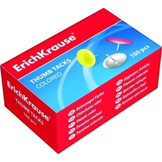 Πινέζες ErichKrause Χρωματιστές 7mm 100pcs 24876