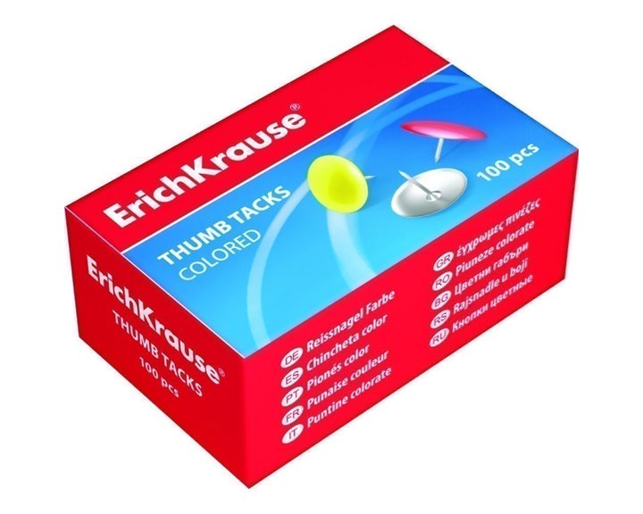 Πινέζες ErichKrause Χρωματιστές 7mm 100pcs 24876