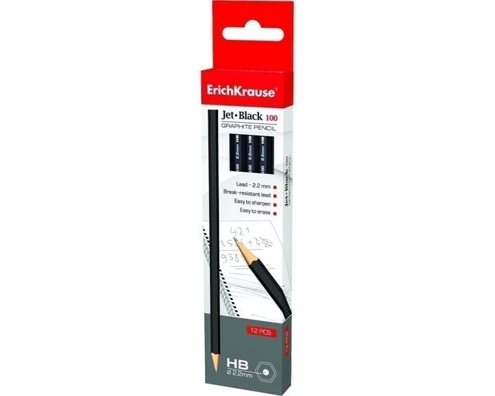 Μολύβι ErichKrause Jet Black 100 HB 2.2mm