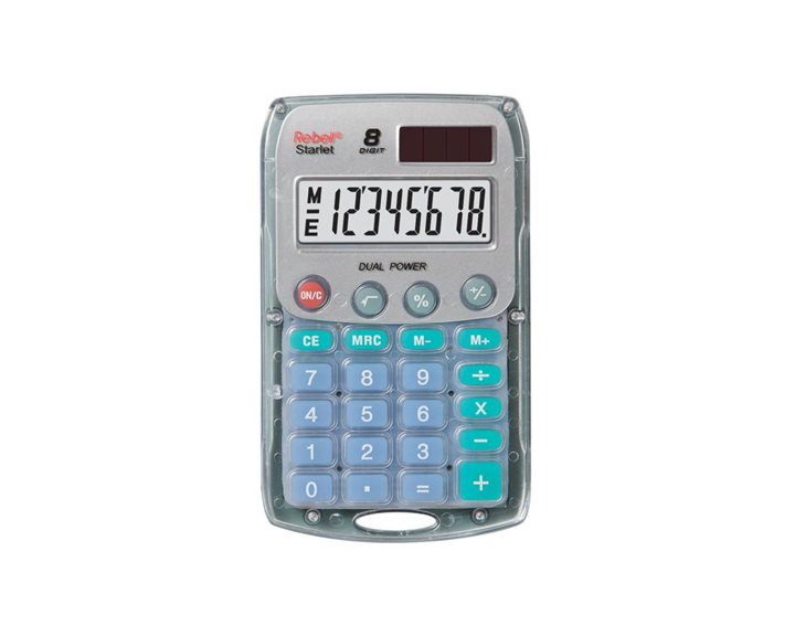 Αριθμομηχανή Rebell Starlet Χειρός 113Χ67Χ12 8 Ψηφίων Dual Διάφανη