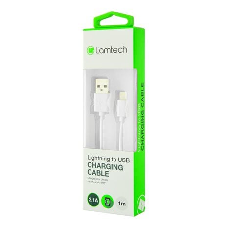 LAMTECH CHARGING & DATACABLE LIGHTNING 1m  WHITE