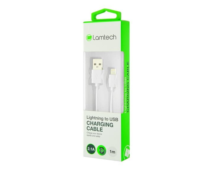 LAMTECH CHARGING & DATACABLE LIGHTNING 1m  WHITE
