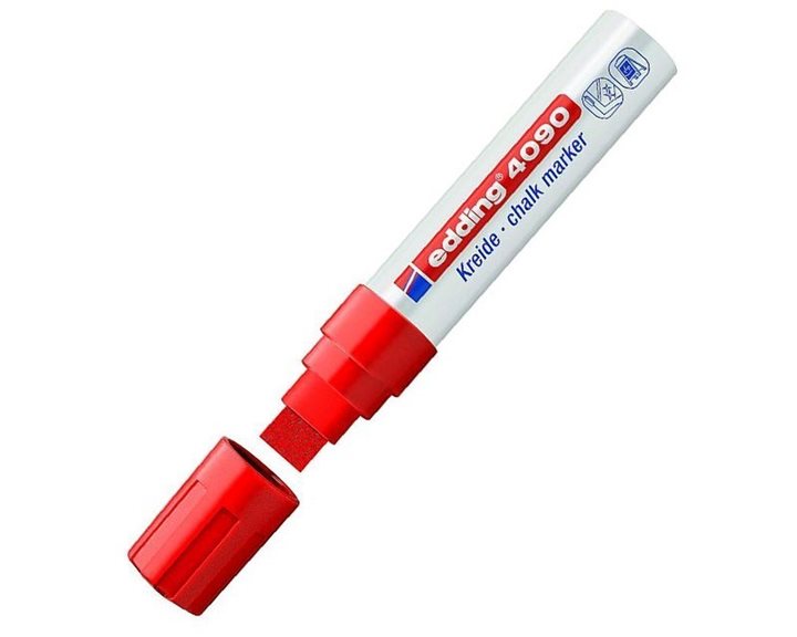 Μαρκαδόρος Edding 4090 Παραθύρων 4-15mm Τετράγωνη Μύτη 4-15mm Κόκκινος