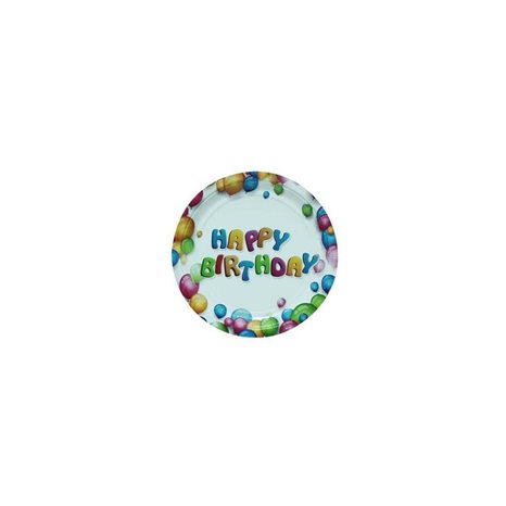 Πιάτα Χάρτινα Happy Birthday Για Party 23εκ. 6Τεμ.