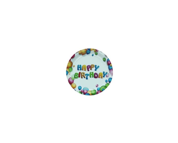 Πιάτα Χάρτινα Happy Birthday Για Party 23εκ. 6Τεμ.
